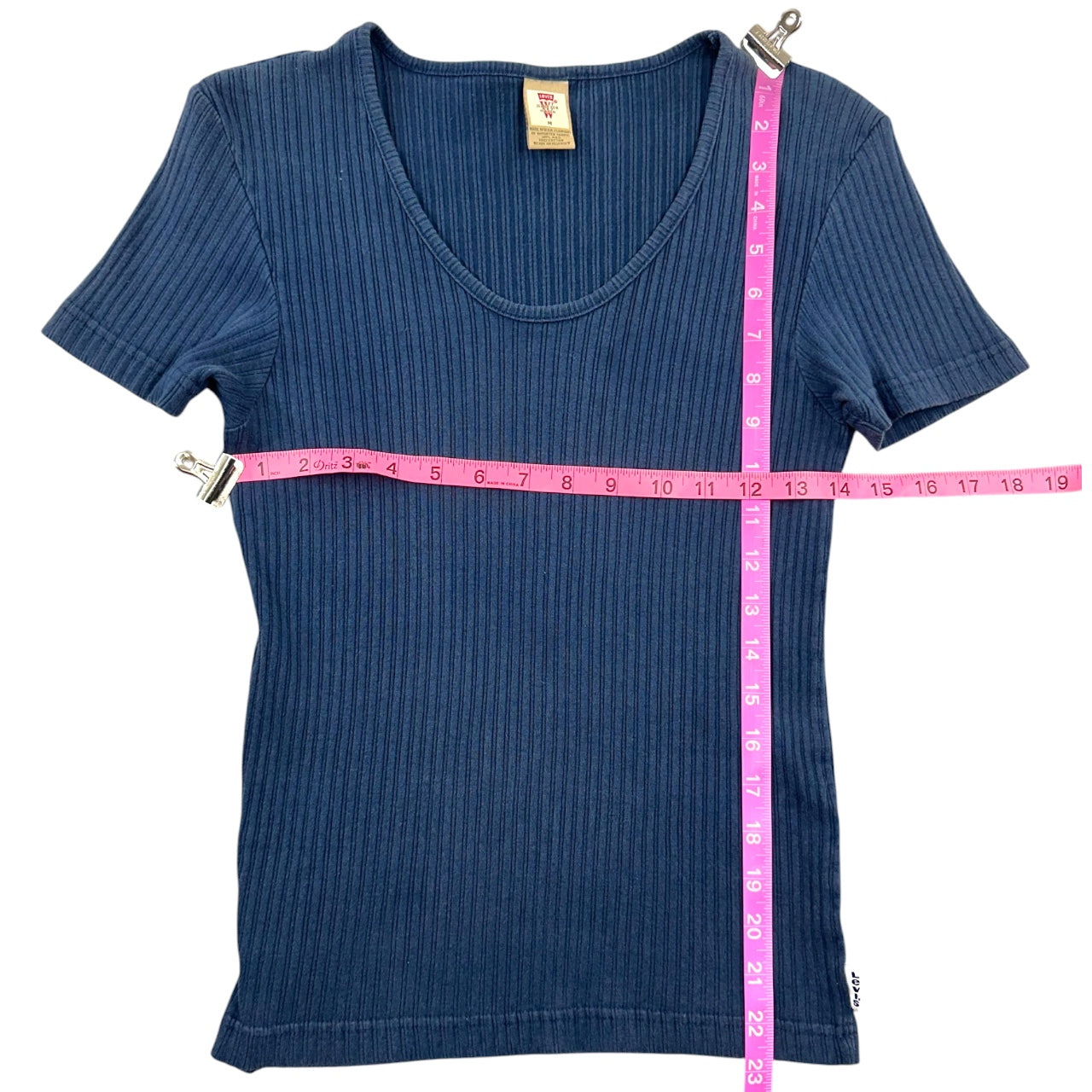 Vintage 90s Levi’s Blue Ribbed Scoop Neck Baby Tee