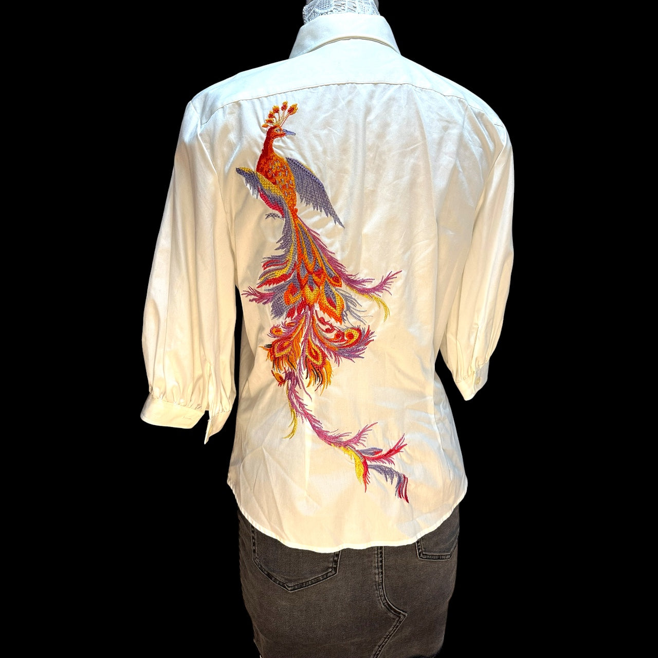 Vintage Lauren Ralph Lauren Peacock Embroidered Blouse