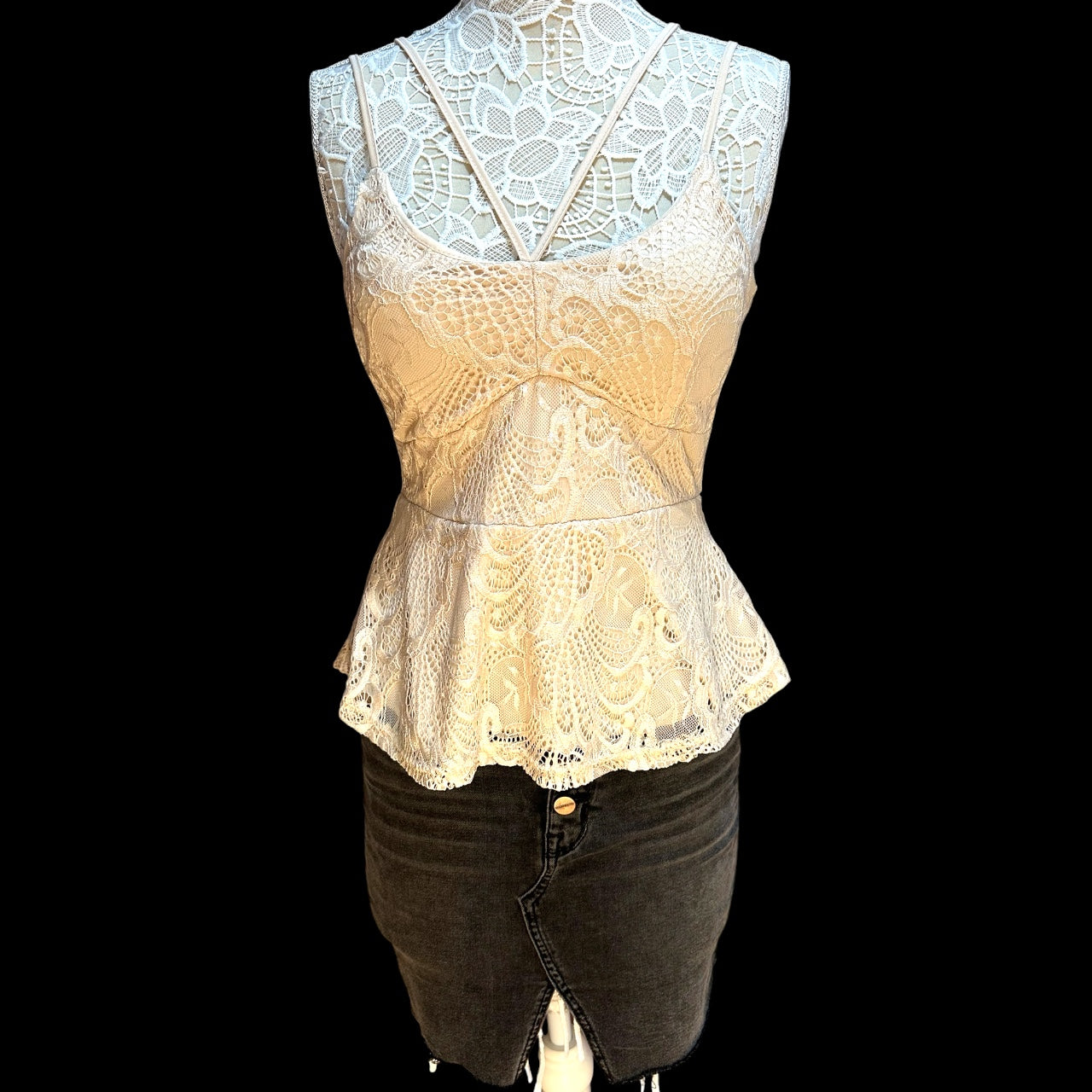 Y2K rue21 Lace Peplum Cami Strappy Top