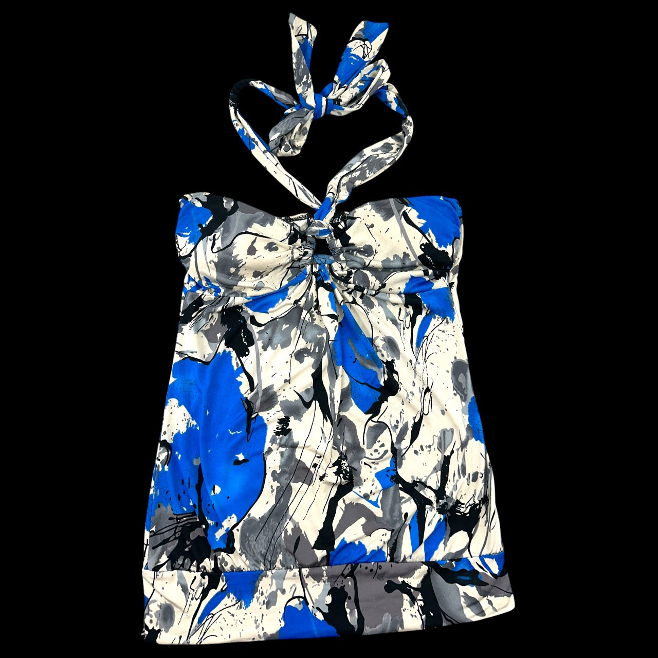 Vintage Y2K Wet Seal Blue Abstract Halter Top