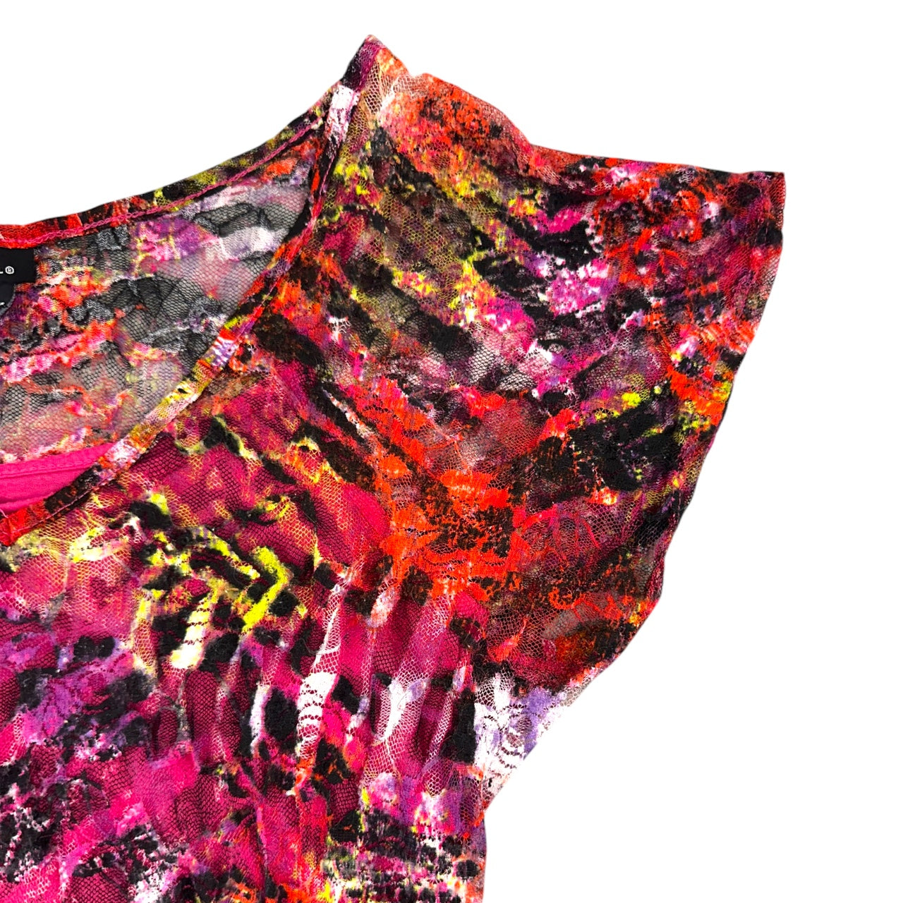 Y2K rue21 Pink Abstract Animal Print Side Tie Tee