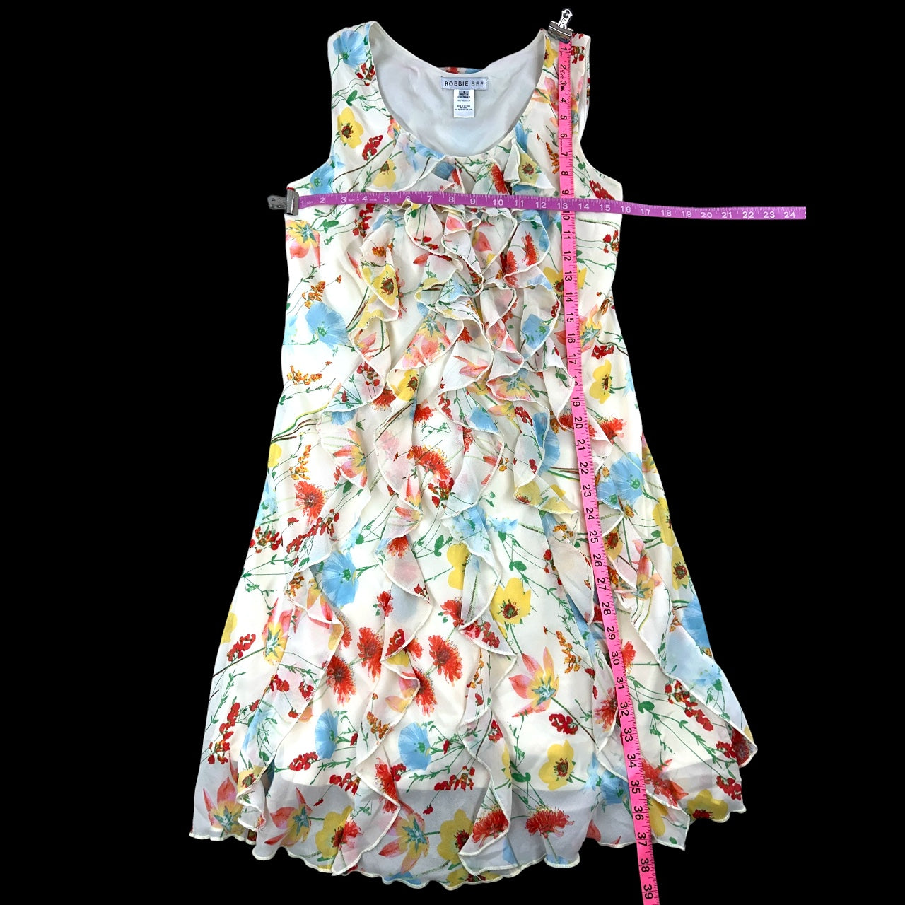 Vintage Robbie Bee Floral Ruffle Mini Dress