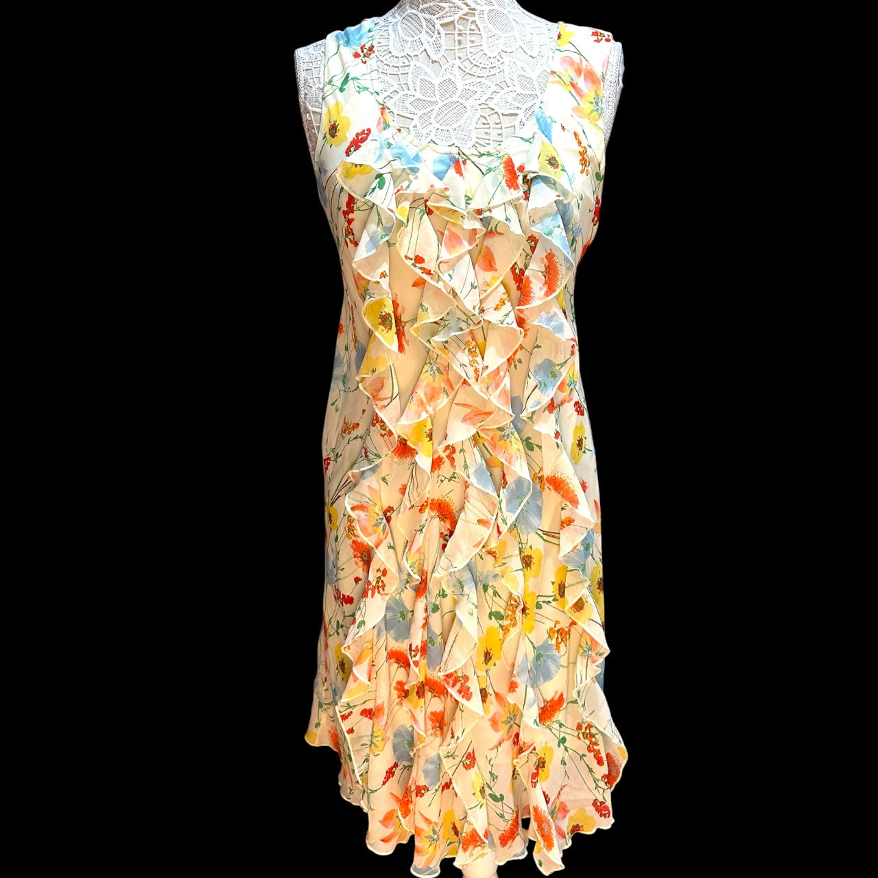 Vintage Robbie Bee Floral Ruffle Mini Dress