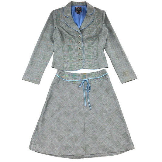 Vintage Y2K My Michelle Grey Plaid Skirt Suit