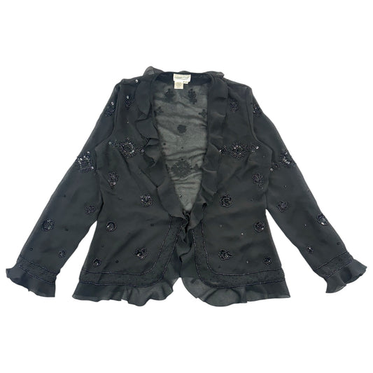 Vintage Coldwater Creek Sheer Beaded Ruffle Cardigan