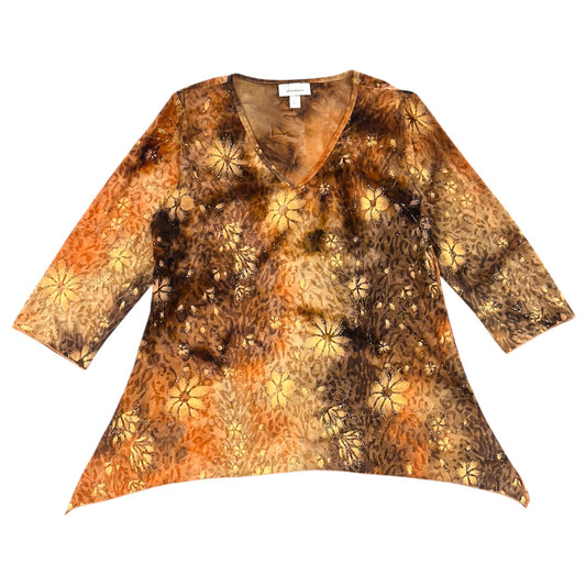 Vintage Y2K Dressbarn Whimsigoth Glitter Floral Tunic