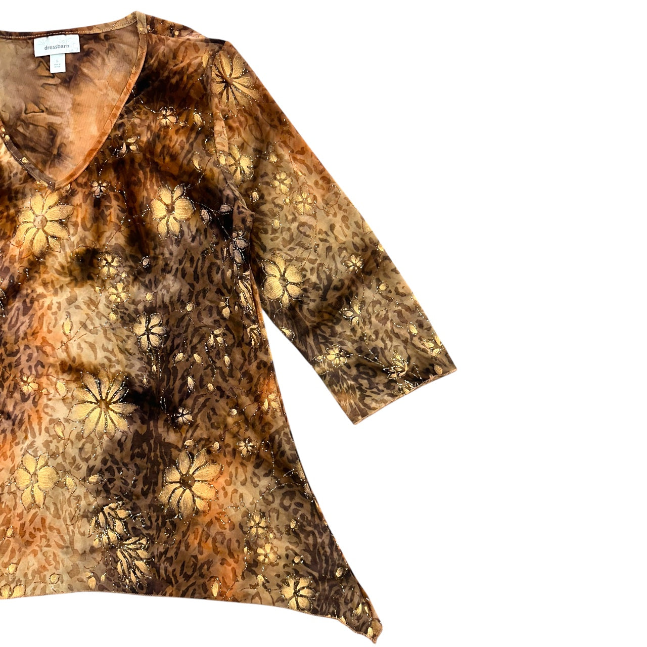 Vintage Y2K Dressbarn Whimsigoth Glitter Floral Tunic