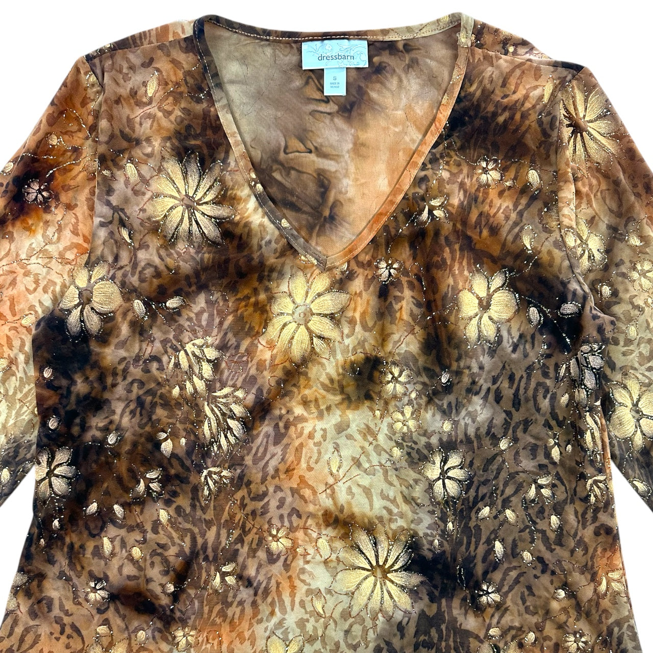 Vintage Y2K Dressbarn Whimsigoth Glitter Floral Tunic
