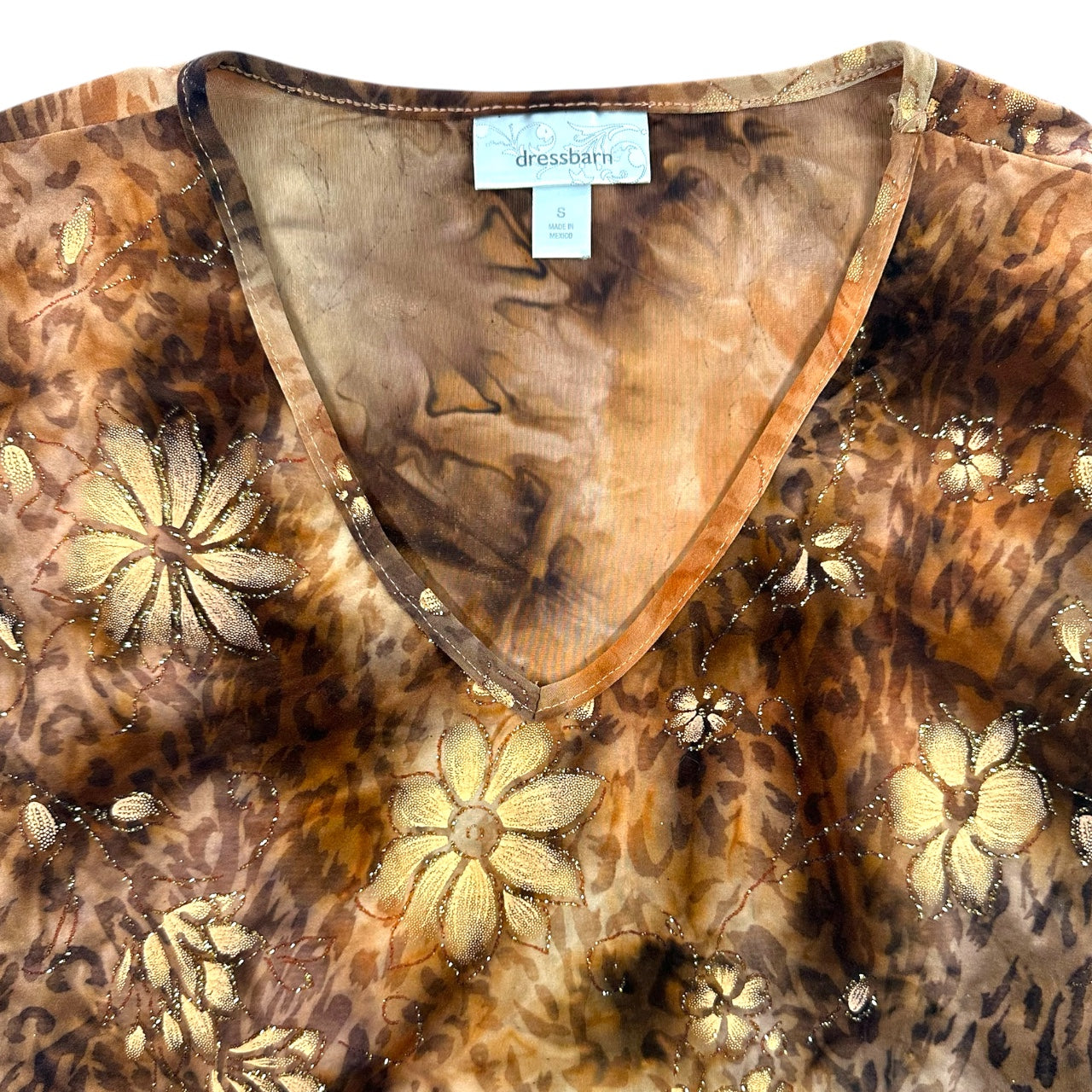 Vintage Y2K Dressbarn Whimsigoth Glitter Floral Tunic
