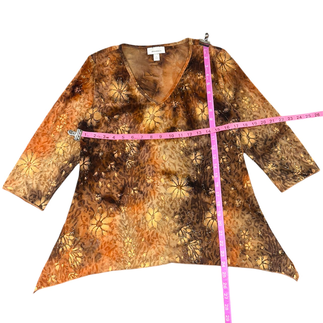 Vintage Y2K Dressbarn Whimsigoth Glitter Floral Tunic