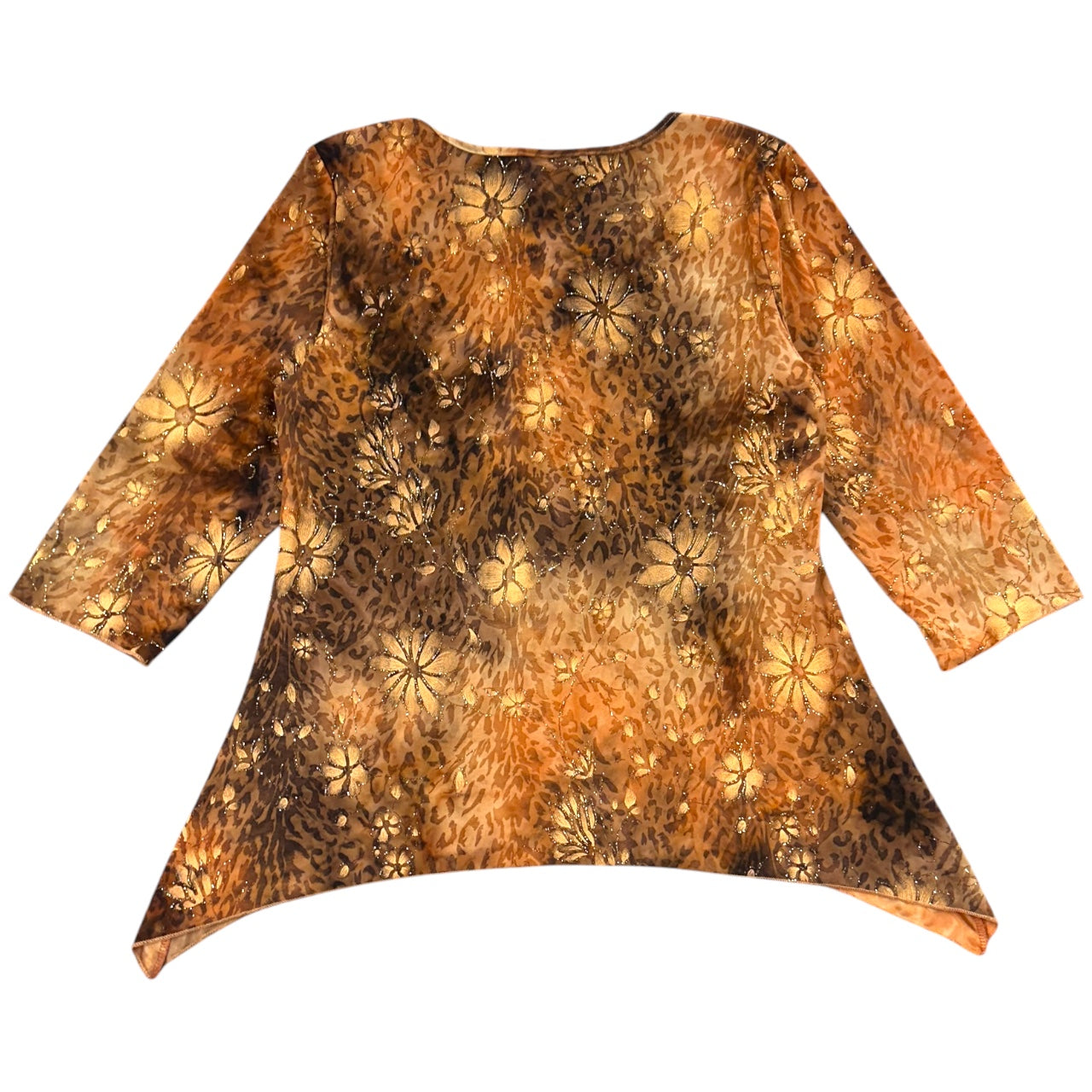 Vintage Y2K Dressbarn Whimsigoth Glitter Floral Tunic