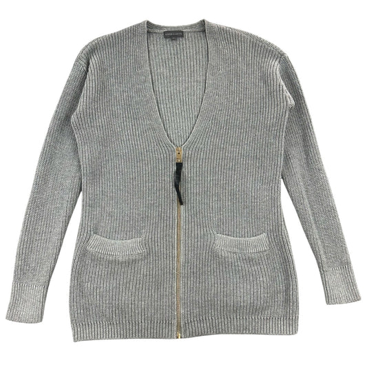Vince Camuto Grey Ribbed Zip Up Knit Cardigan