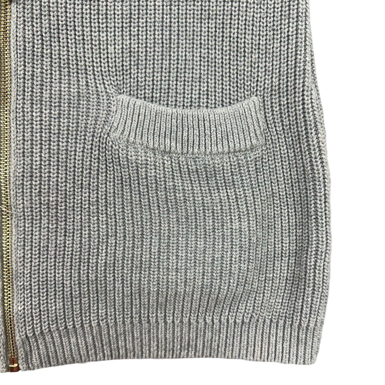 Vince Camuto Grey Ribbed Zip Up Knit Cardigan