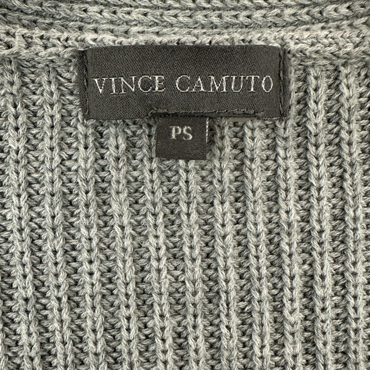 Vince Camuto Grey Ribbed Zip Up Knit Cardigan