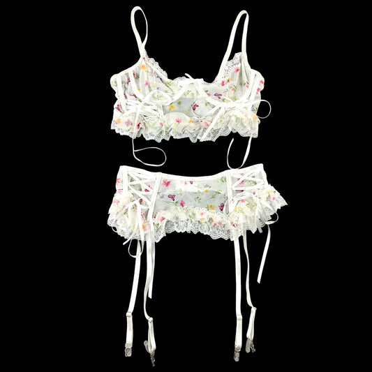 Vintage Style Coquette Floral Mesh Lingerie Set