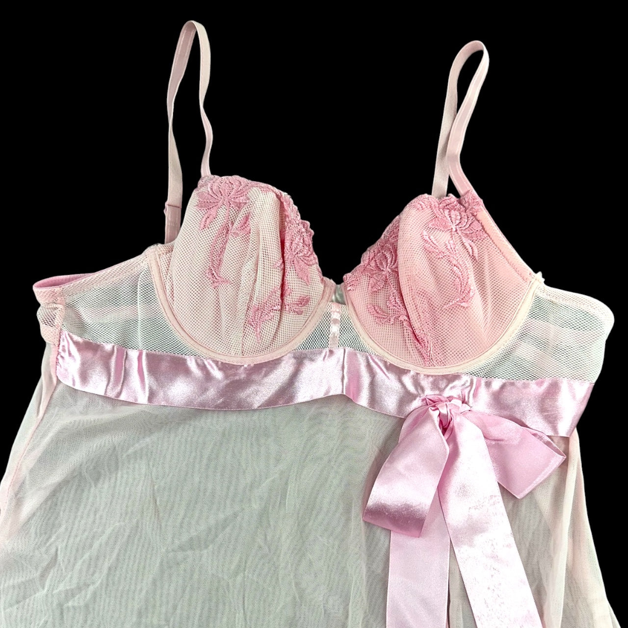 Vintage Undercover Wear Baby Pink & White Babydoll Lingerie Set