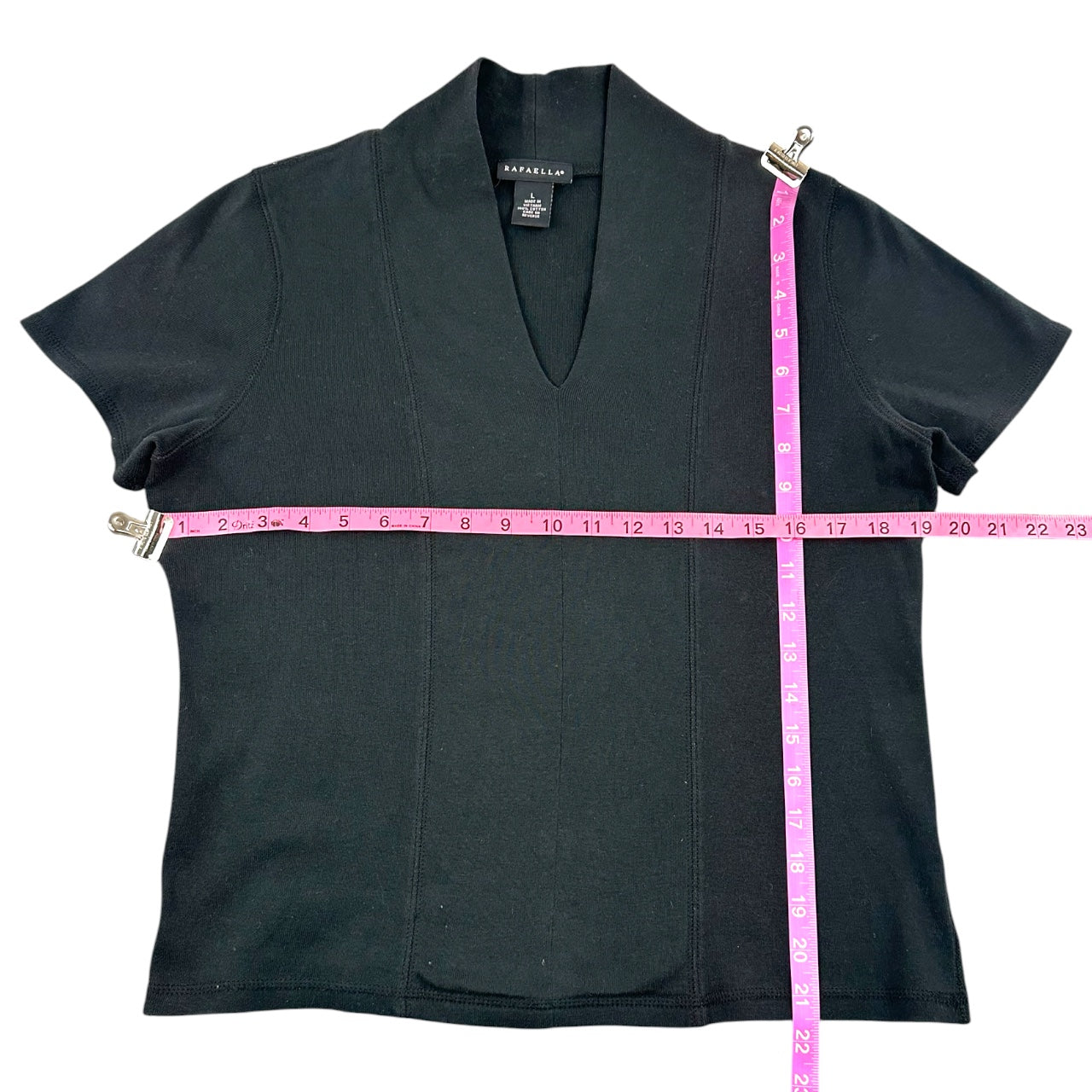 Vintage Rafaella Black V Neck Knit Top