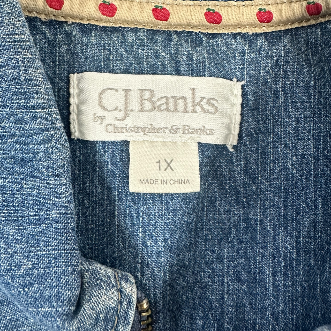 Vintage Y2K C.J. Banks Cherry Embroidered Denim Vest