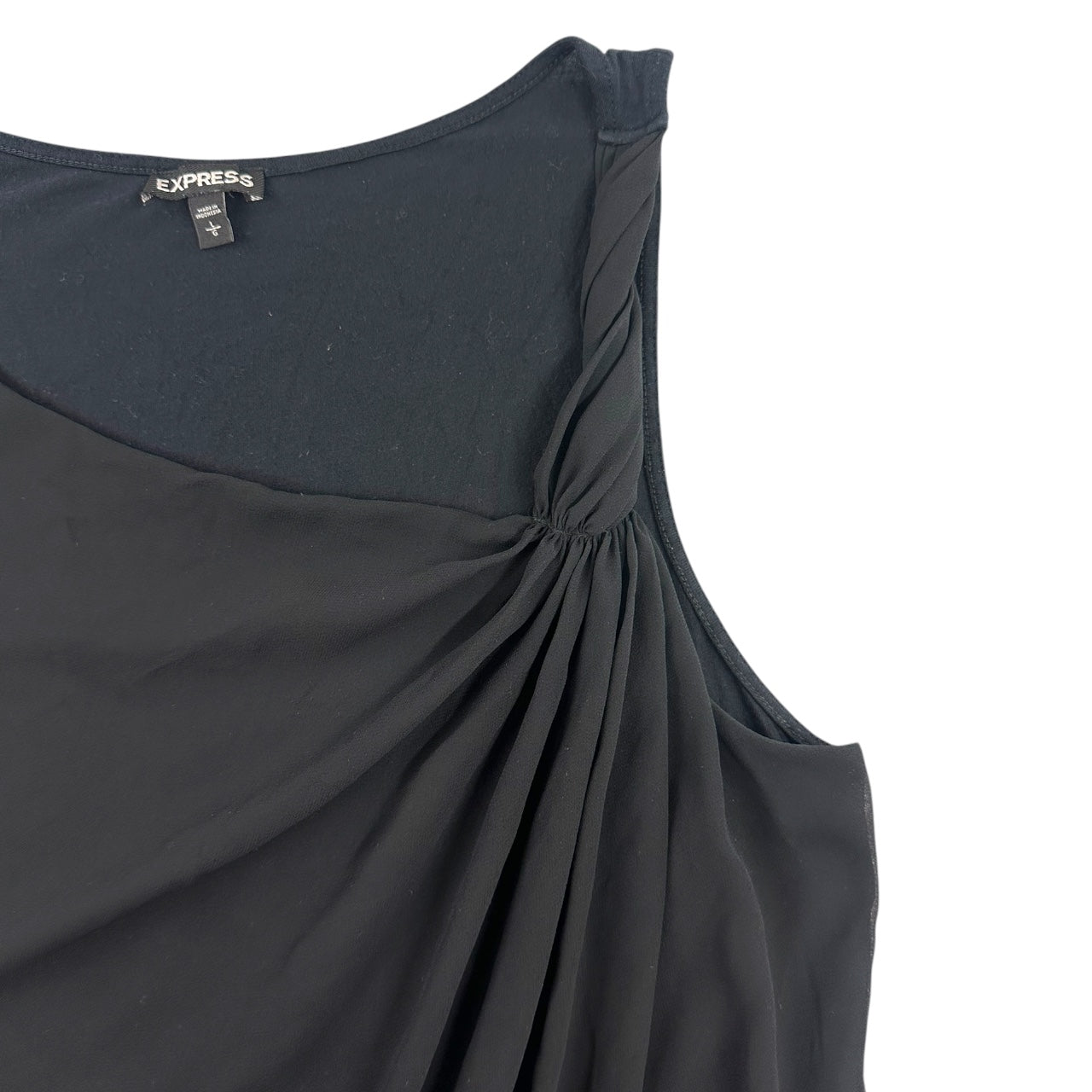 Vintage Express Black Asymmetrical Draped Knot Top