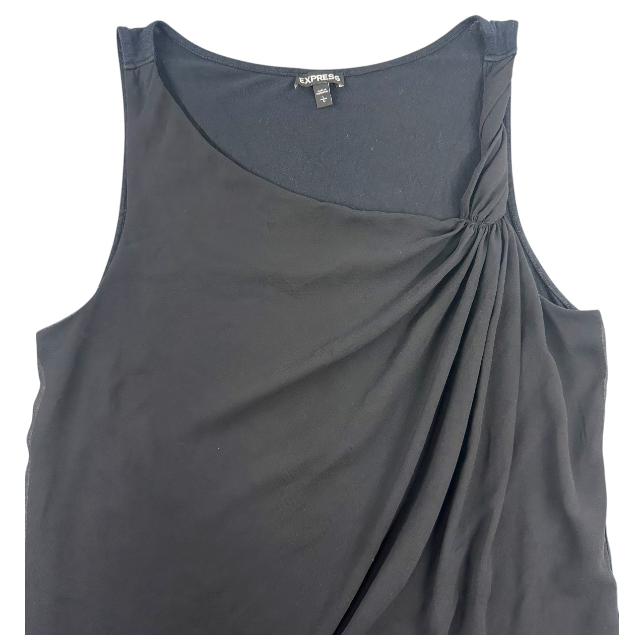 Vintage Express Black Asymmetrical Draped Knot Top