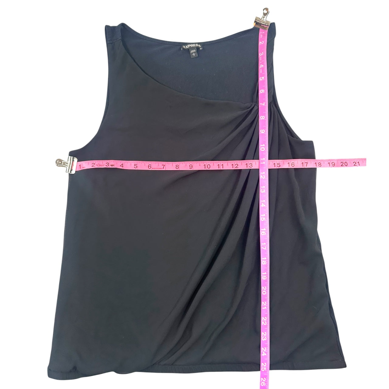 Vintage Express Black Asymmetrical Draped Knot Top