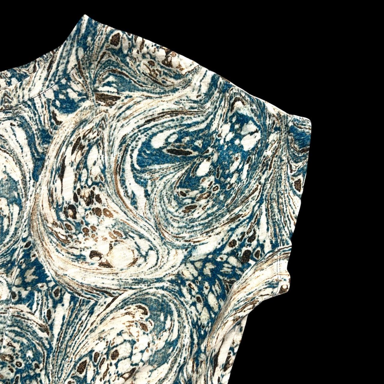 Y2K Psychedelic Liverpool Los Angeles Teal Marbled Swirl Twist Front Tee