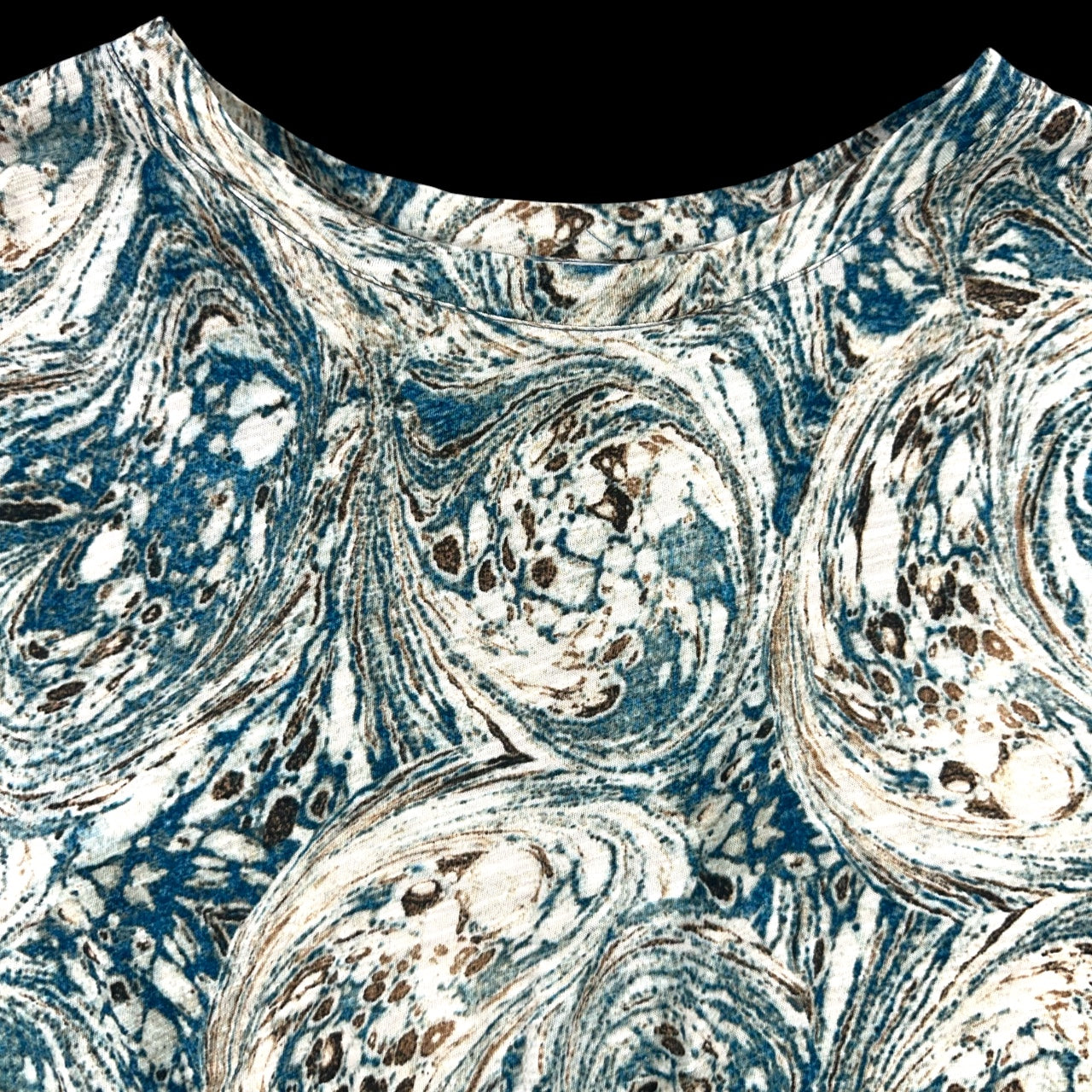 Y2K Psychedelic Liverpool Los Angeles Teal Marbled Swirl Twist Front Tee