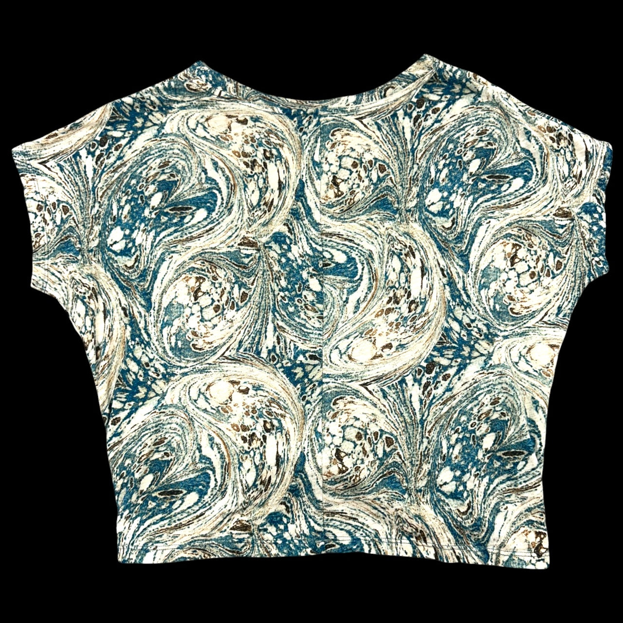 Y2K Psychedelic Liverpool Los Angeles Teal Marbled Swirl Twist Front Tee