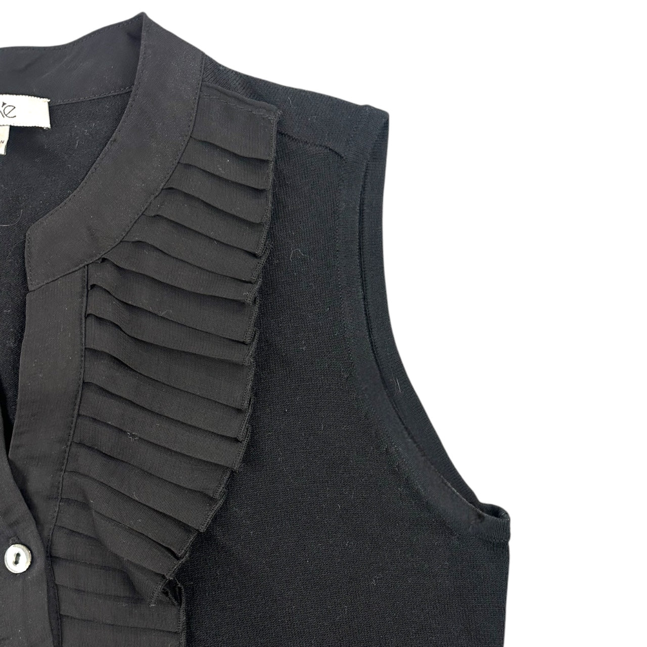 Vintage Cache Pleated Ruffle Sleeveless Blouse