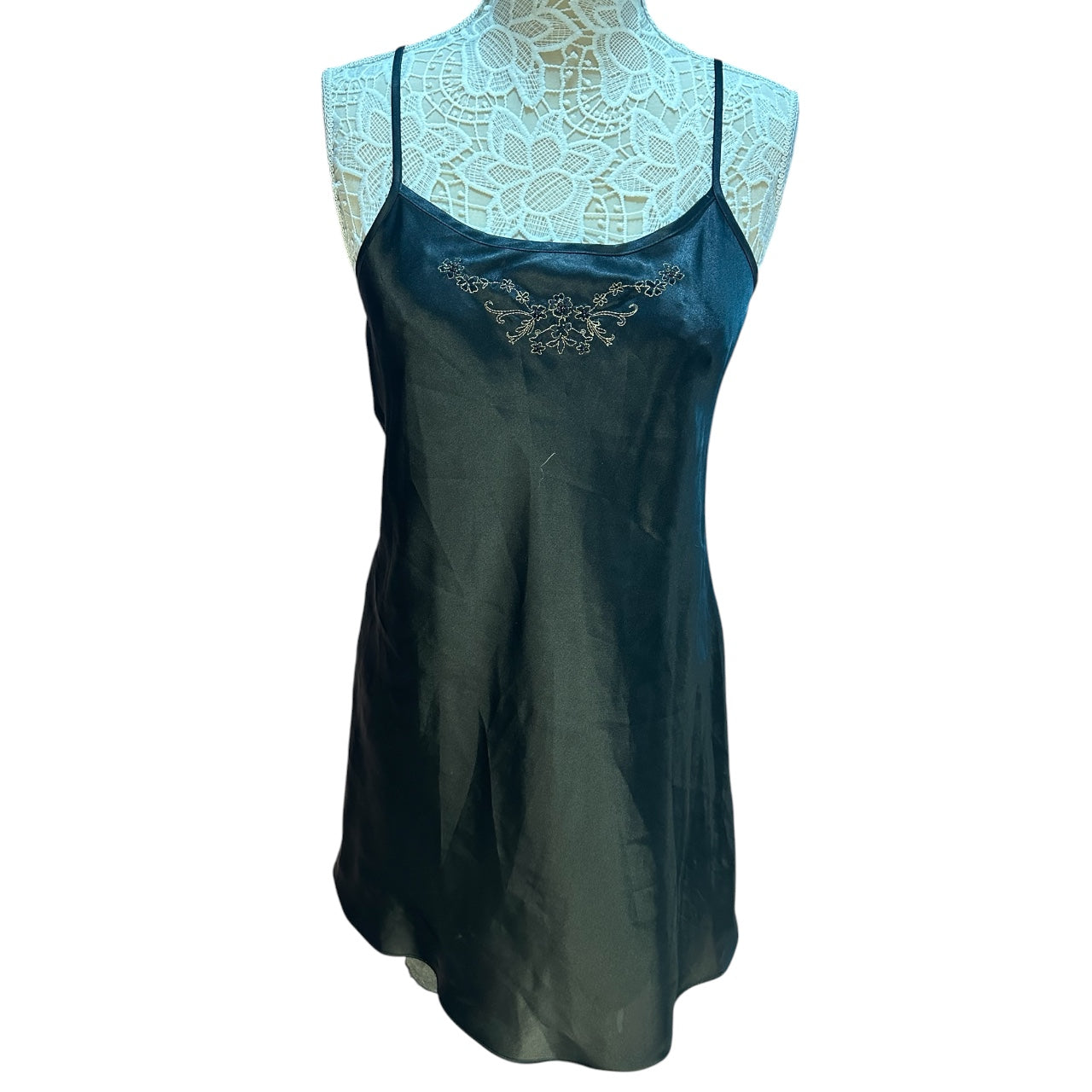 Vintage Morgan Taylor Black Satin Slip Dress