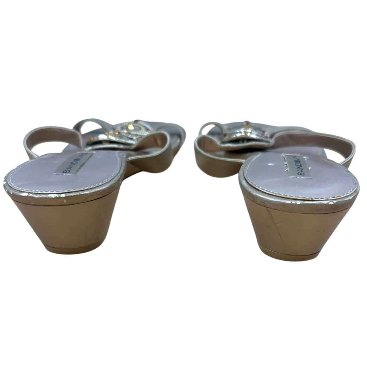 Y2K Bandolino Champagne Gold Beaded Slide Sandals