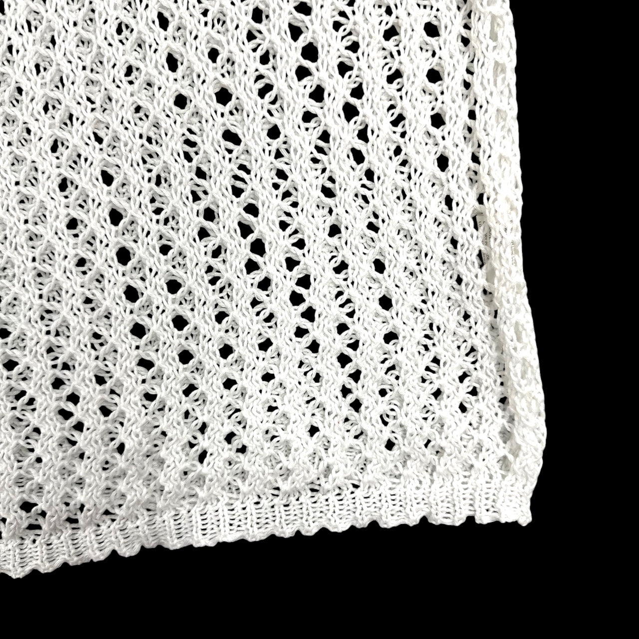 Y2K White Open Knit Crochet Crop Sweater