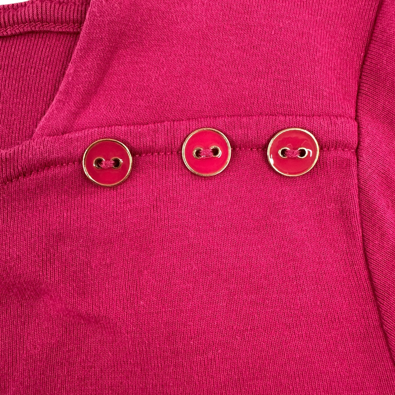 Y2K Barbie Pink Boatneck Top with Shoulder Buttons