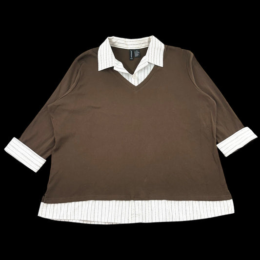 Y2K Chocolate Brown Layered Look Top
