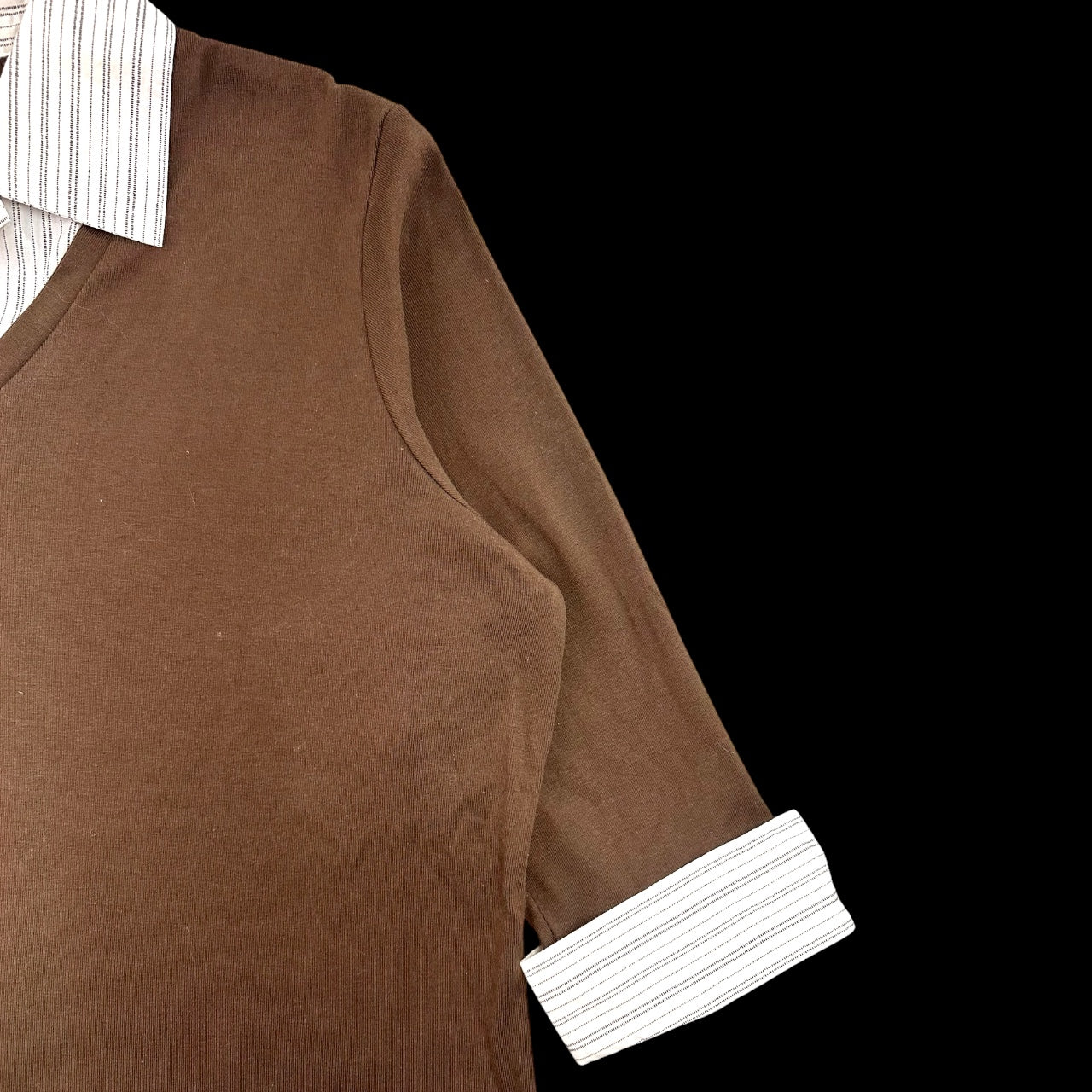 Y2K Chocolate Brown Layered Look Top