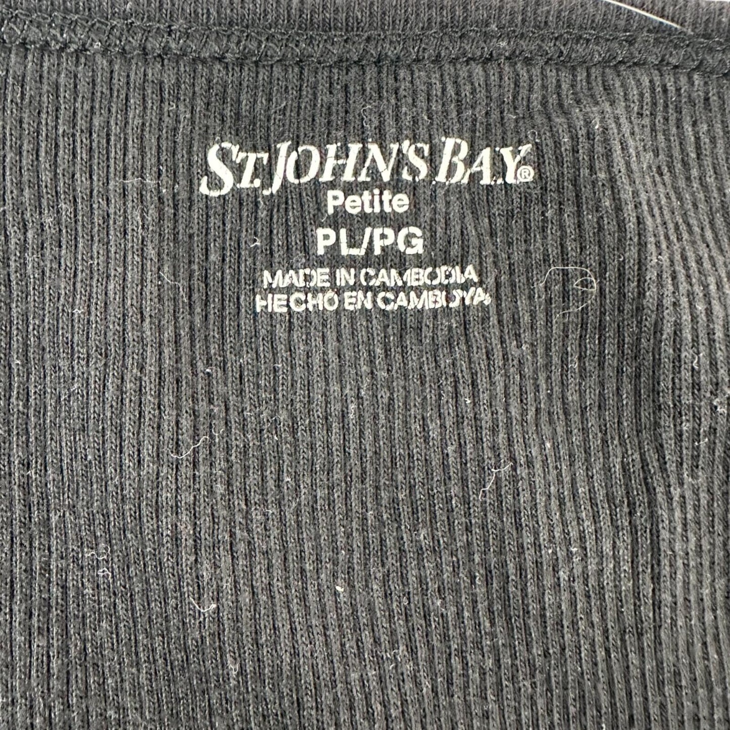 St. John's Bay Y2K Black Ribbed Tank Top with Beaded Neckline