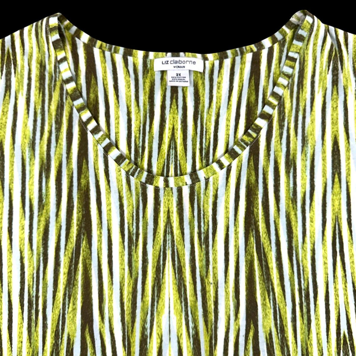 Vintage Liz Claiborne Chartreuse Geometric Knit Top