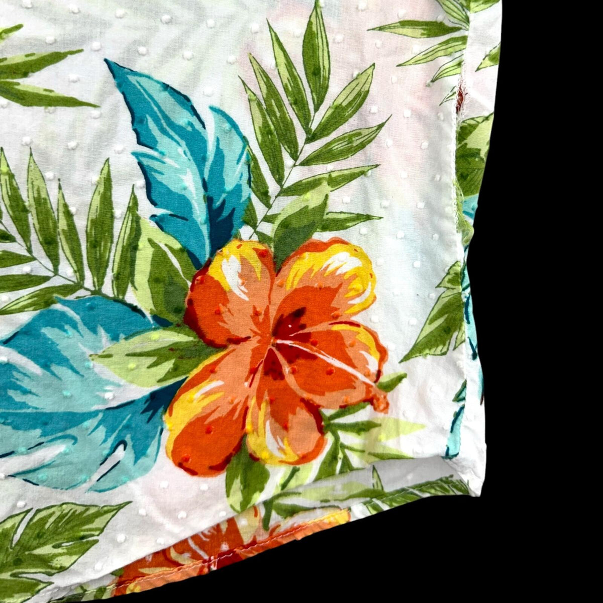 Vintage Cathy Daniels Tropical Hibiscus Short Sleeve Top