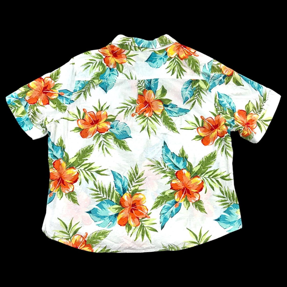 Vintage Cathy Daniels Tropical Hibiscus Short Sleeve Top