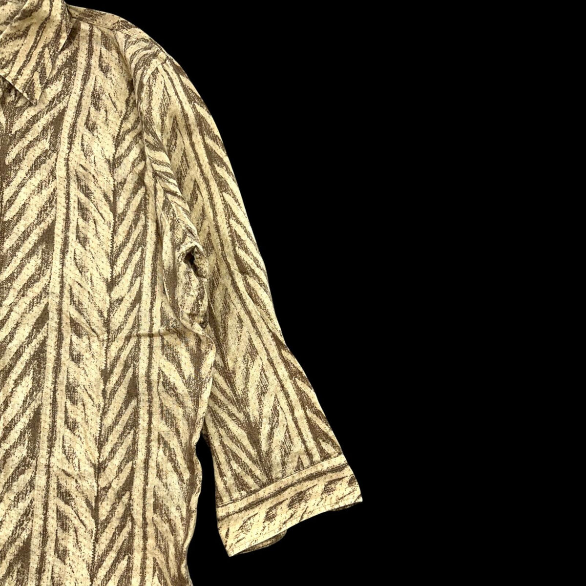 Lauren Ralph Lauren Linen Blend Button Down Blouse in Earthy Chevron Print
