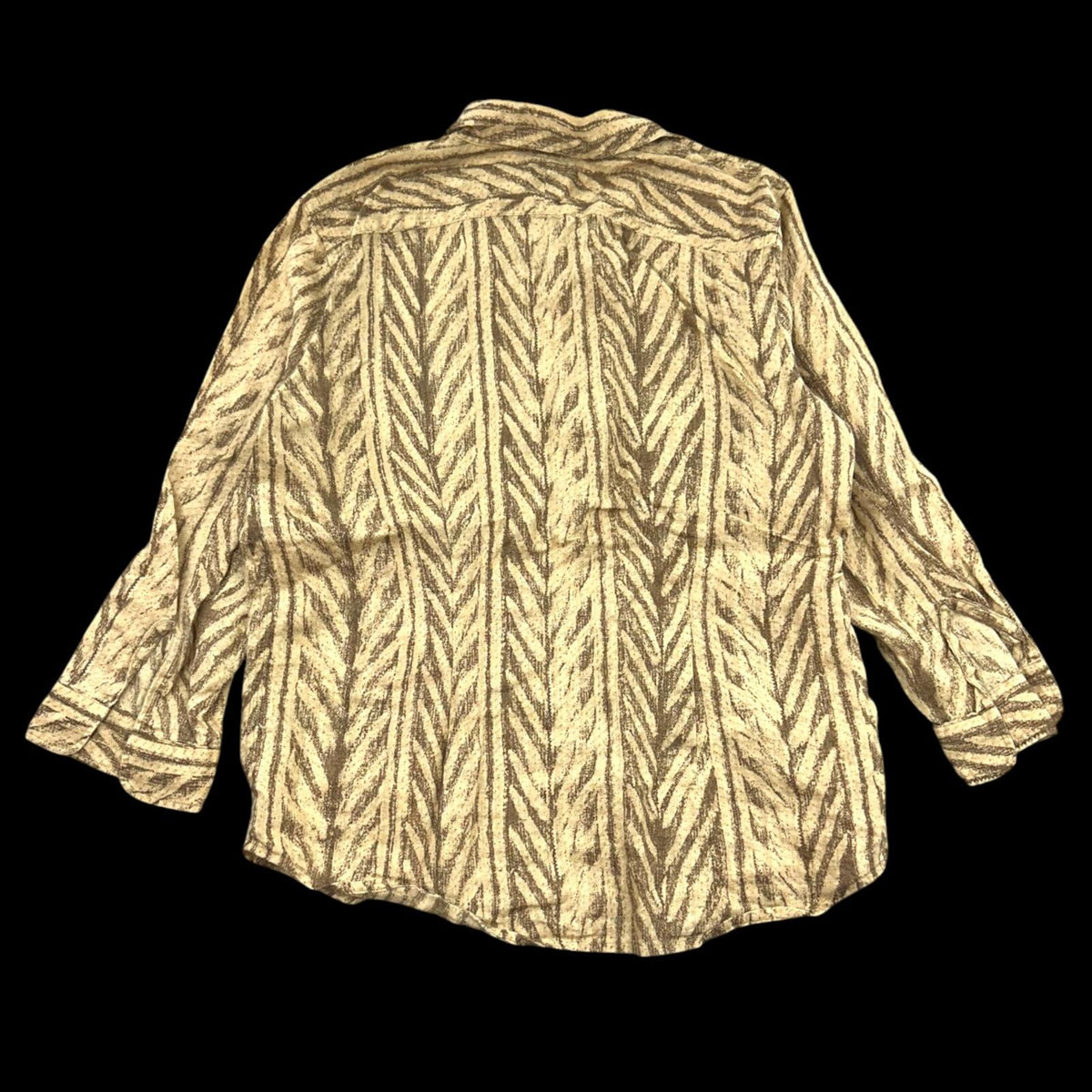 Lauren Ralph Lauren Linen Blend Button Down Blouse in Earthy Chevron Print
