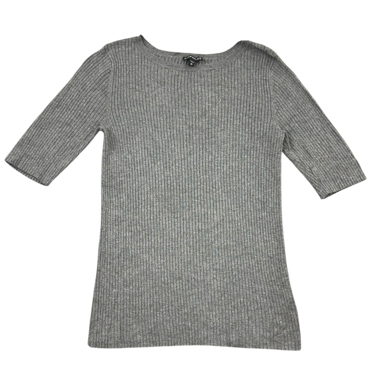 Express Gray Ribbed Boatneck Knit Top