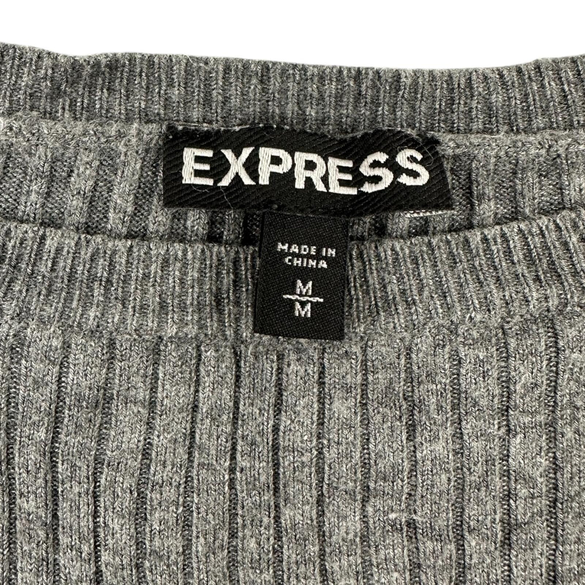Express Gray Ribbed Boatneck Knit Top