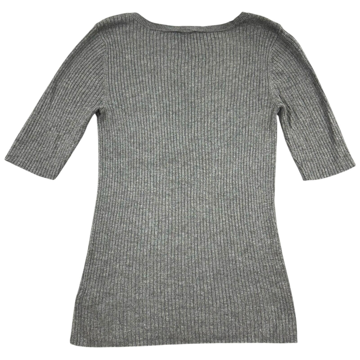 Express Gray Ribbed Boatneck Knit Top