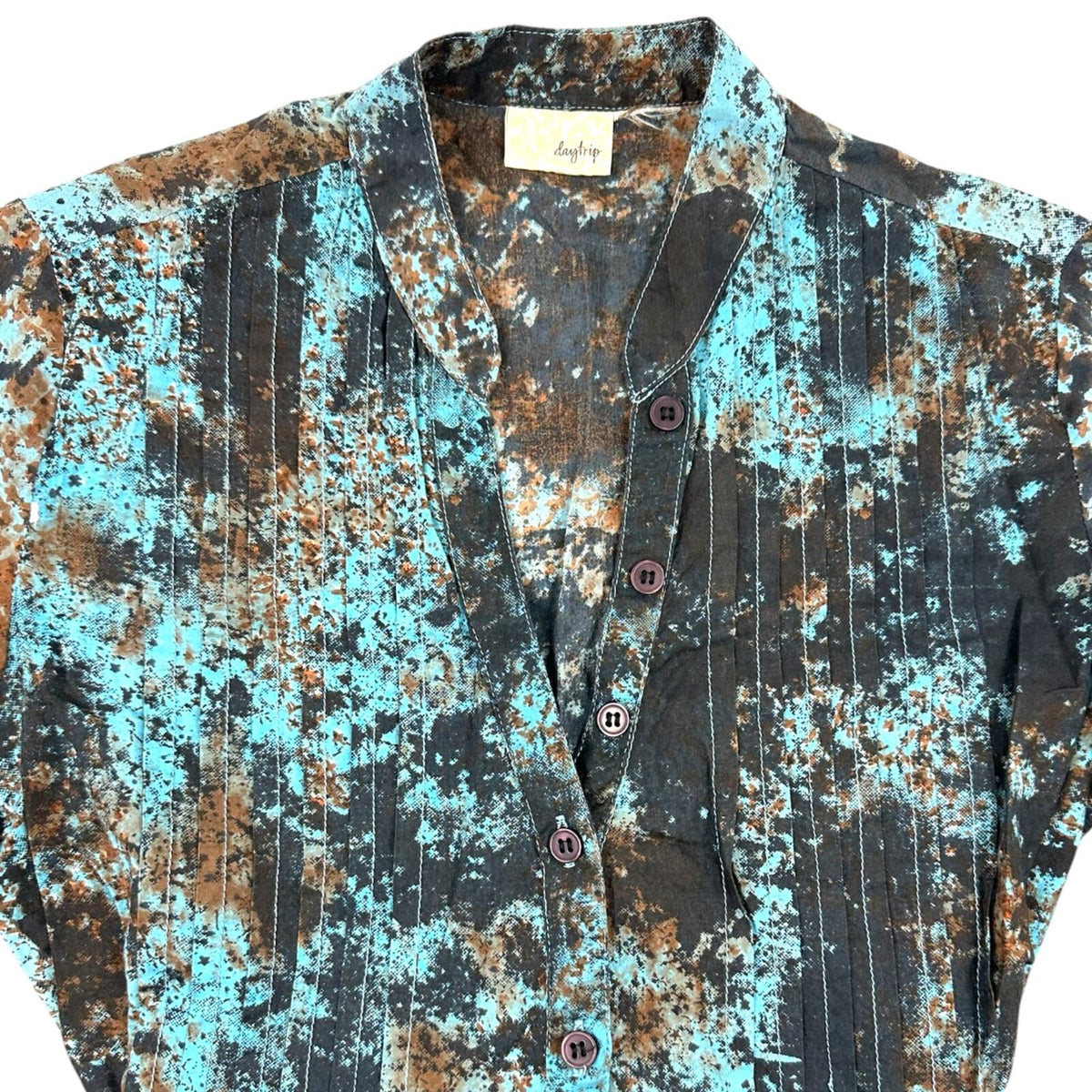 Vintage Daytrip Turquoise & Earth Tone Distressed Tunic
