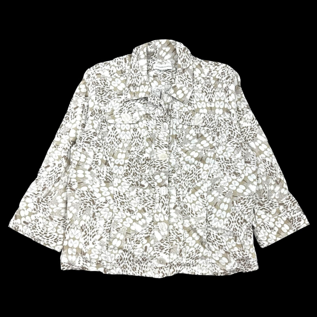 Christopher & Banks Eclectic Grandpa Shacket in Earth Tone Botanical Print