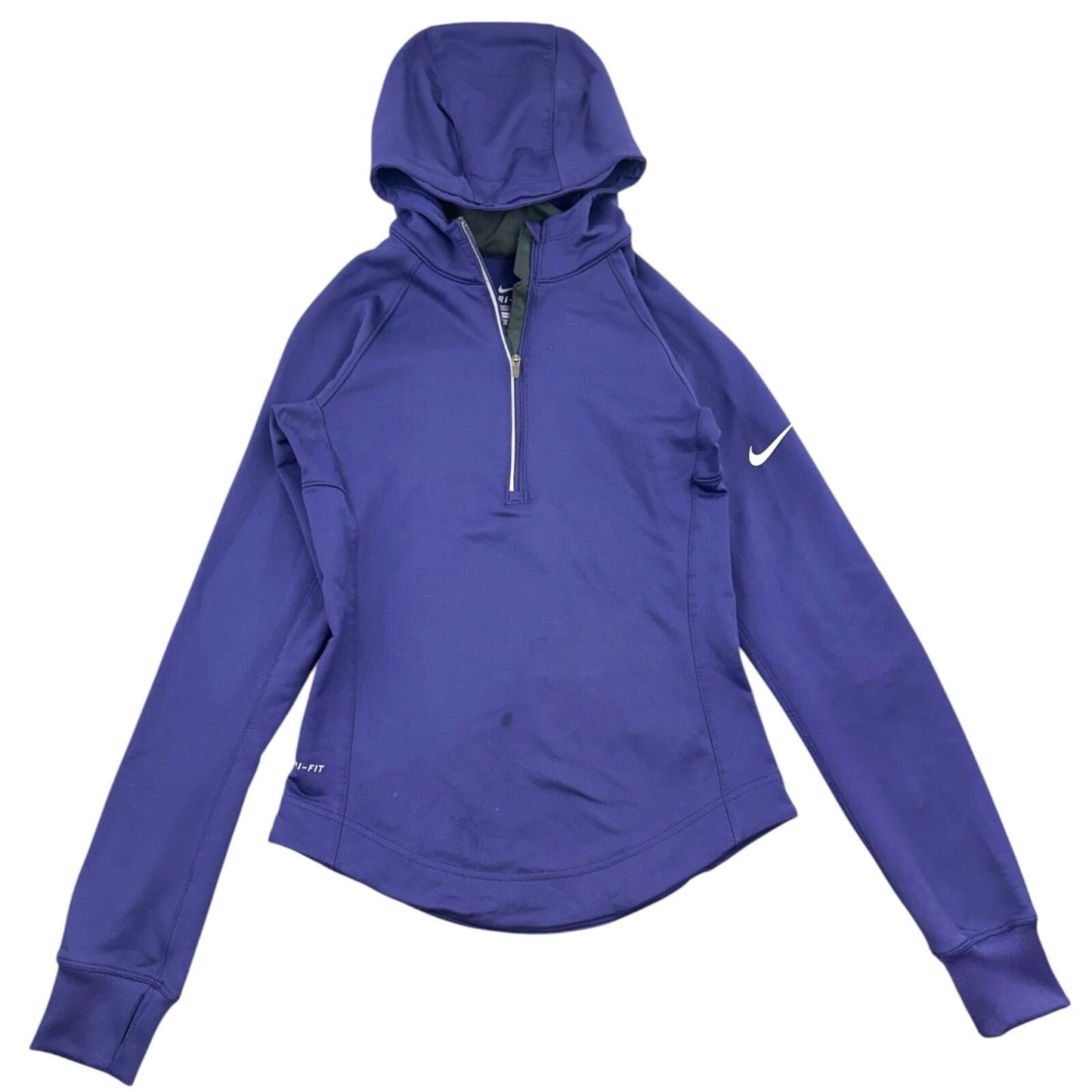 Nike Dri-FIT Purple Running Hoodie Athletic Sporty 1/4 Zip Thumb Holes
