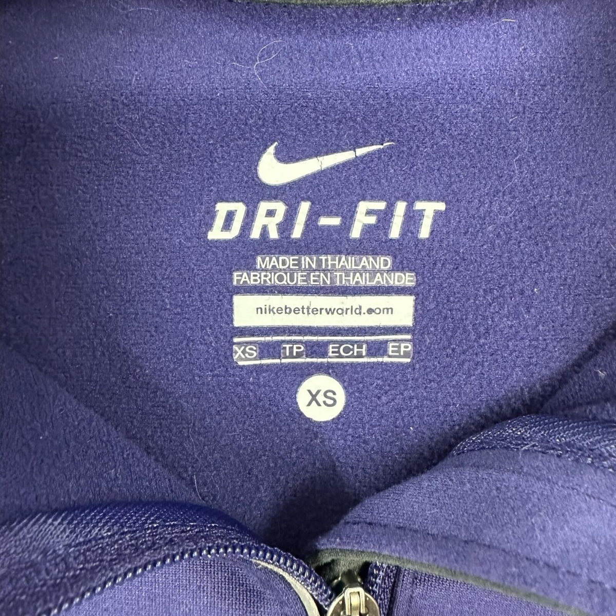 Nike Dri-FIT Purple Running Hoodie Athletic Sporty 1/4 Zip Thumb Holes