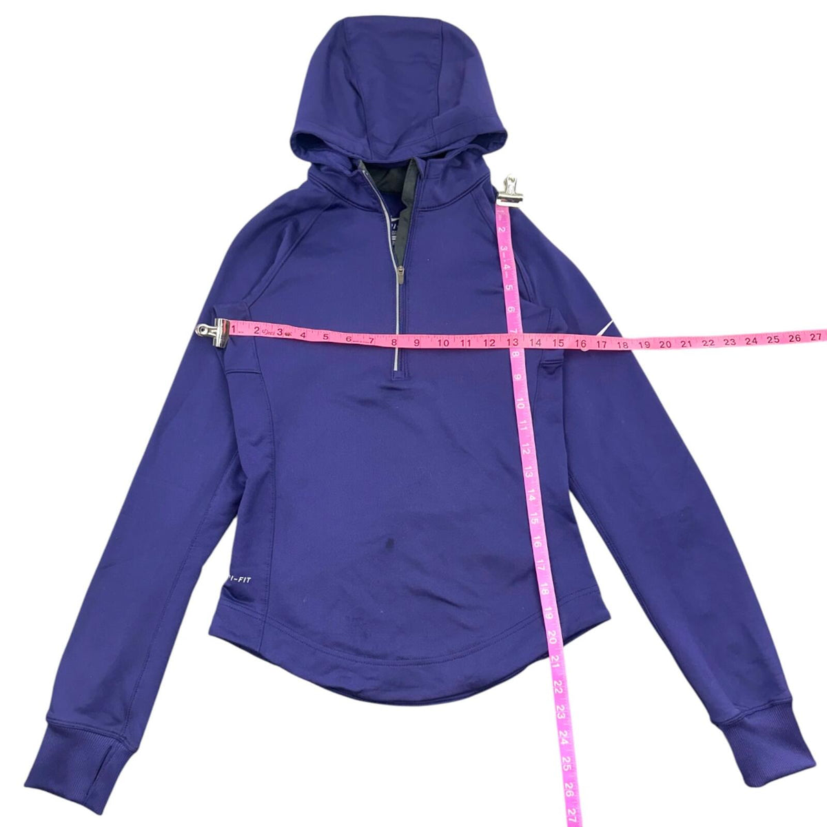 Nike Dri-FIT Purple Running Hoodie Athletic Sporty 1/4 Zip Thumb Holes
