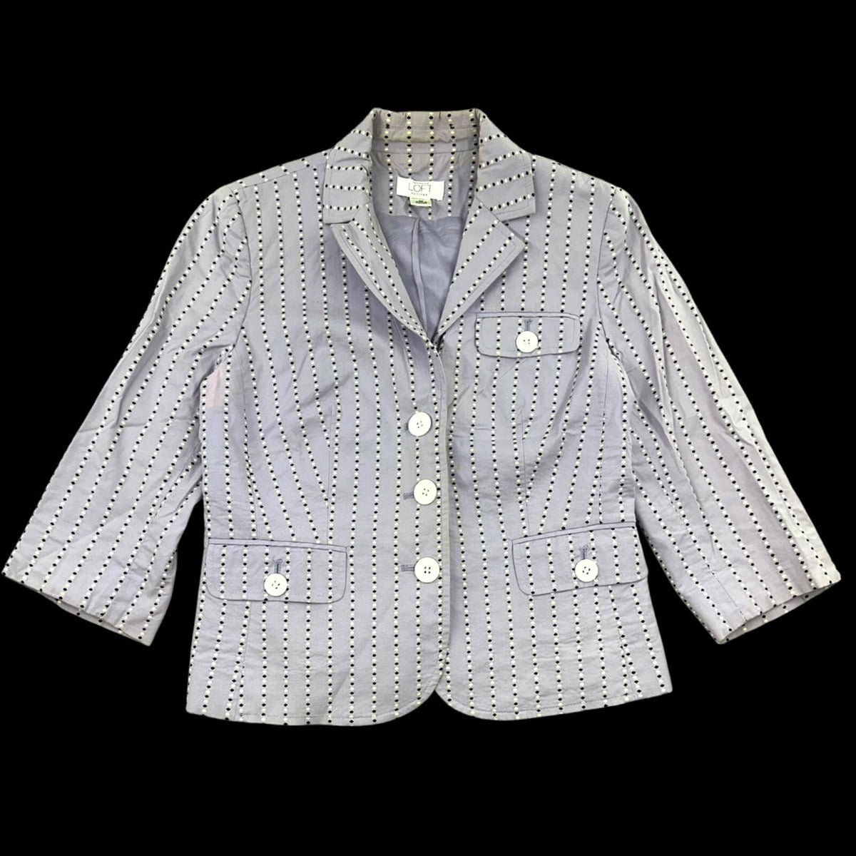 Ann Taylor LOFT Vintage Inspired Lavender Polka Dot Blazer 3/4 Sleeve